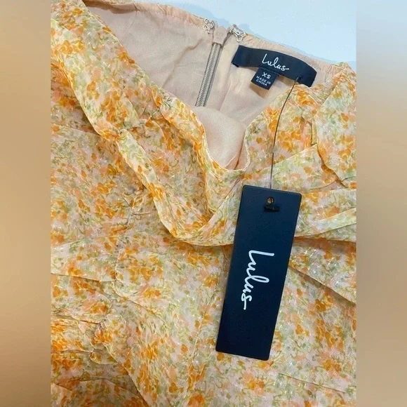 🆕Lulus - Ruche Toward Spring Orange Floral Print Ruched Mini Skirt - Picture 6 of 10